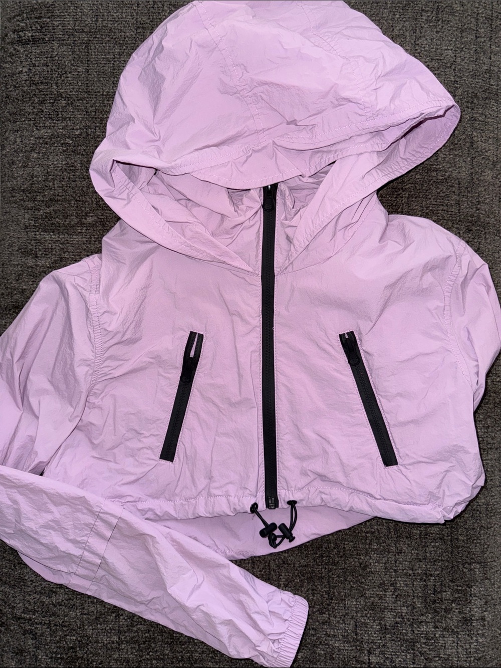 Light Lavender Cropped Hooded Windbreaker Jacket